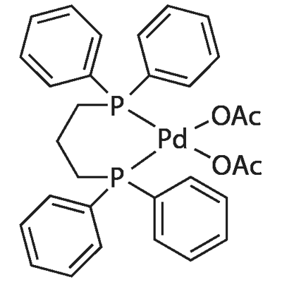 Diacetato  1,3-bis(diphenyl  phosphino)  propane  palladium  (II)  Coupling  reactions. Carbonylation. Solubility: S.  acetic  acid,  chloroform,  methanol  sl.s  acetone,  v.sl.s  toluene