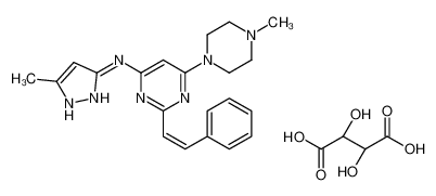 (2S,3S)-2,3-dihydroxybutanedioic acid, 6-(4-methylpiperazin-1-yl)-N-(5-methyl-1H-pyrazol-3-yl)-2-[(E)-2-phenylethenyl]pyrimidin-4-amine